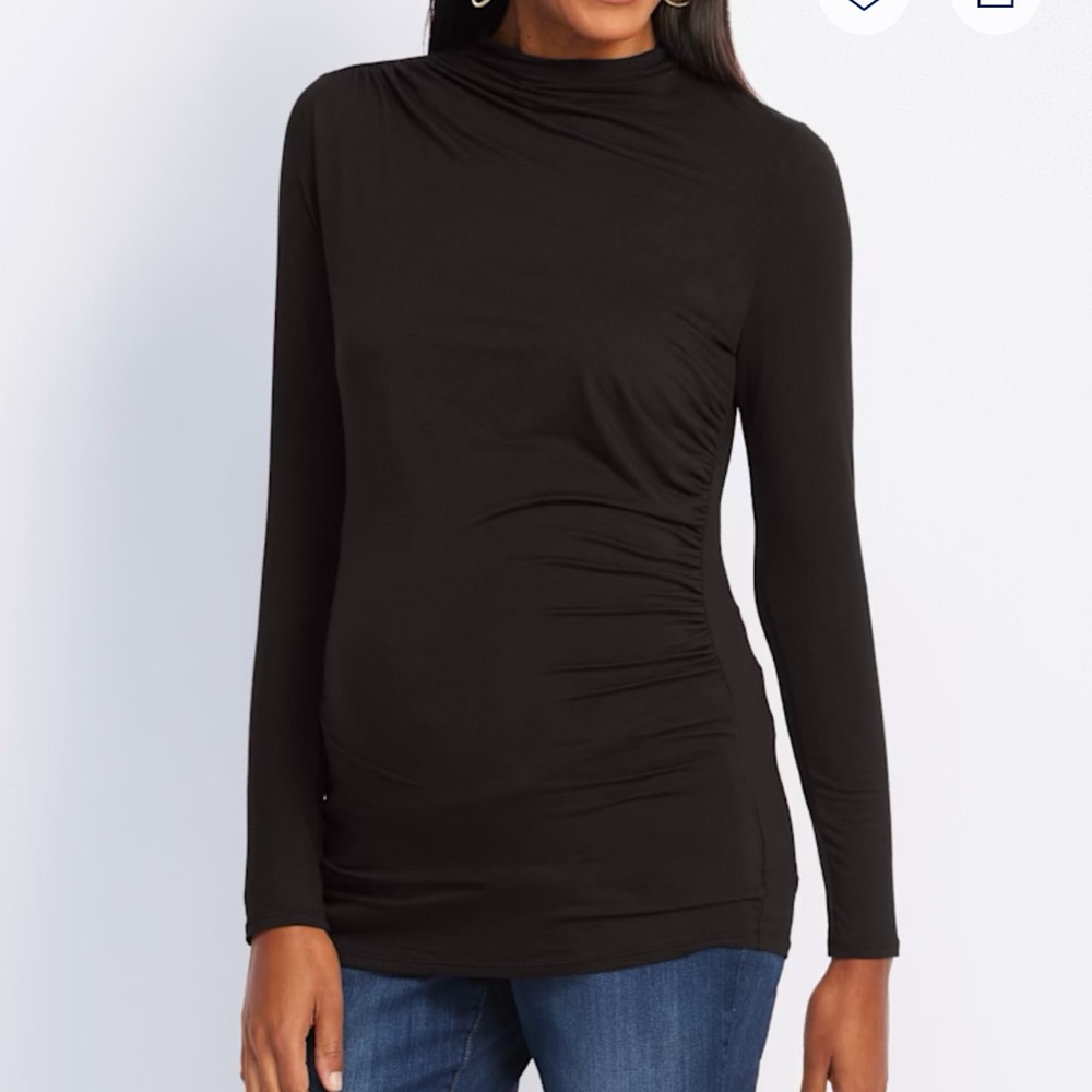 Gilli Maternity Knit Mockneck Black Long Sleeve Top